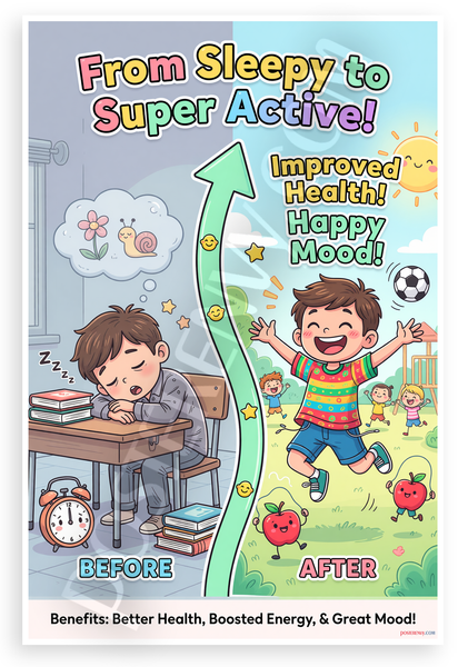 From Sleepy to Super Active Child Energy Health Motivational 12x18 US Made Poster