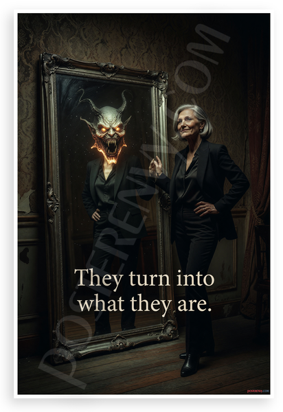 "They Turn Into What They Are" Demon Mirror Reflection Inspirational 12x18 US Made Poster