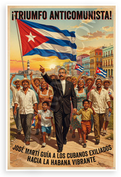 José Martí Triumphant Anti-Communist Cuban Exiles Havana 12x18 US Made Poster