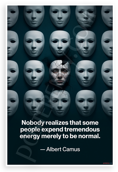 Albert Camus "Nobody Realizes Some Expend Tremendous Energy to Be Normal" Inspirational 12x18 US Made Poster