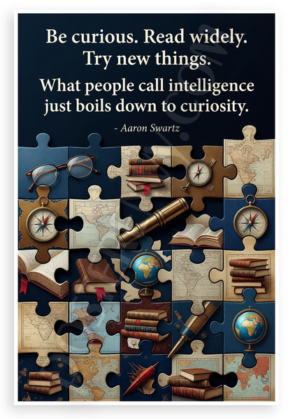 Aaron Swartz "Be Curious Read Widely Try New Things" Inspirational 12x18 US Made Poster