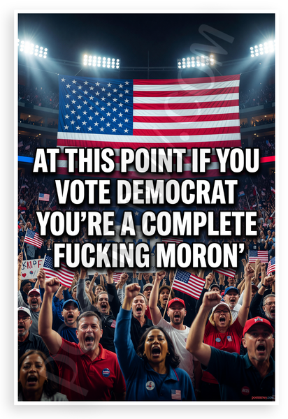 At This Point If You Vote Democrat You're a Complete Fucking Moron Rally 12x18 US Made Poster