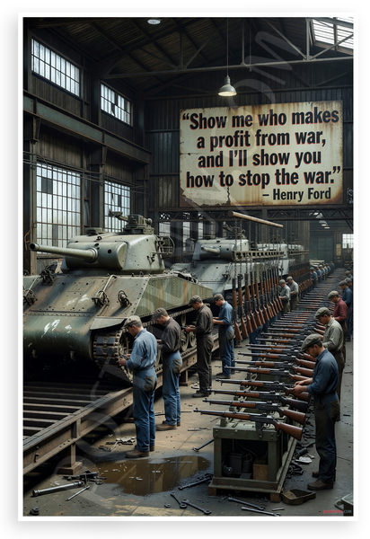Henry Ford "Show Me Who Makes Profit from War" Vintage Industrial 12x18 US Made Poster