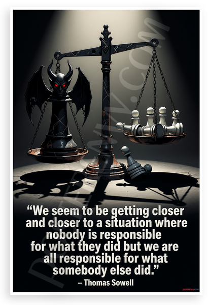 Thomas Sowell 'We Seem to Be Getting Closer' Justice Scales Inspirational 12x18 US Made Poster