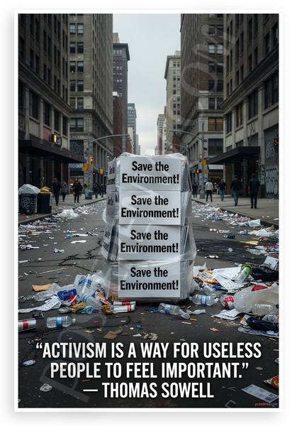 Thomas Sowell 'Activism Is a Way for Useless People to Feel Important' Urban Satire 12x18 US Made Poster