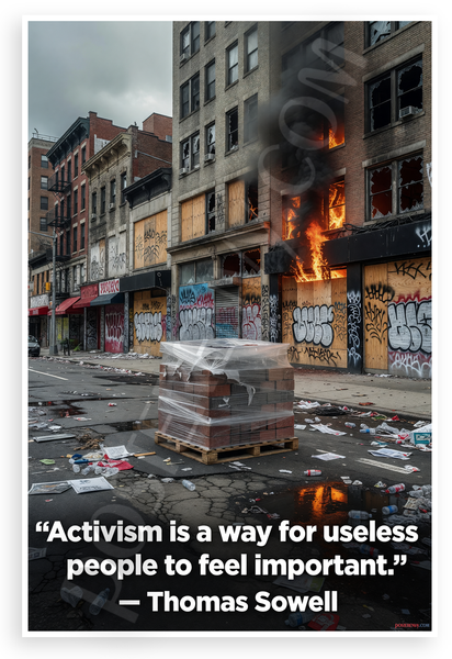 Thomas Sowell 'Activism is a Way for Useless People to Feel Important' Inspirational 12x18 US Made Poster