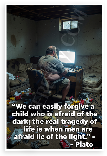 Plato "We Can Easily Forgive a Child Afraid of the Dark" Inspirational 12x18 US Made Poster