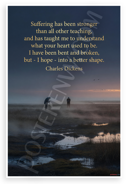 Charles Dickens 'Suffering Has Been Stronger' Inspirational 12x18 US Made Poster