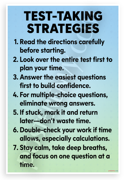 Test-Taking Strategies Educational 12x18 US Made Poster