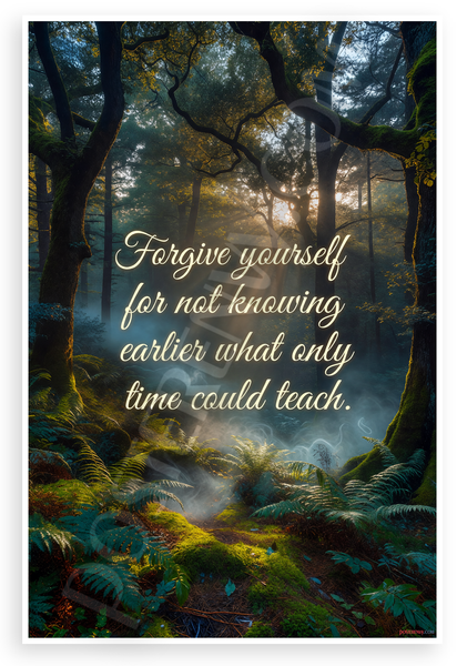 "Forgive Yourself for Not Knowing What Time Could Teach" Forest Inspirational 12x18 US Made Poster