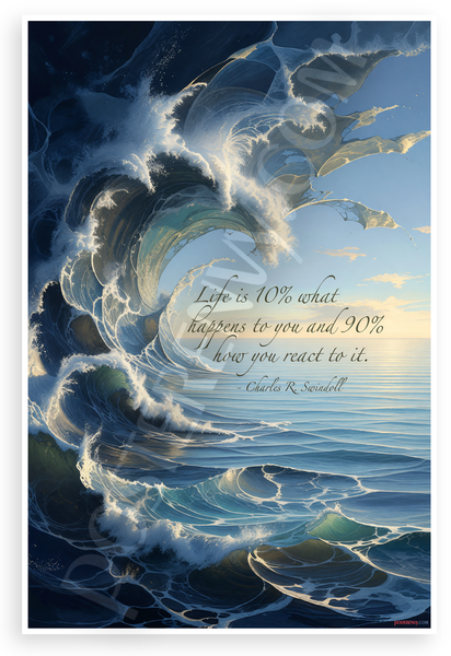 Charles R. Swindoll "Life is 10% What Happens 90% How You React" Inspirational 12x18 US Made Poster