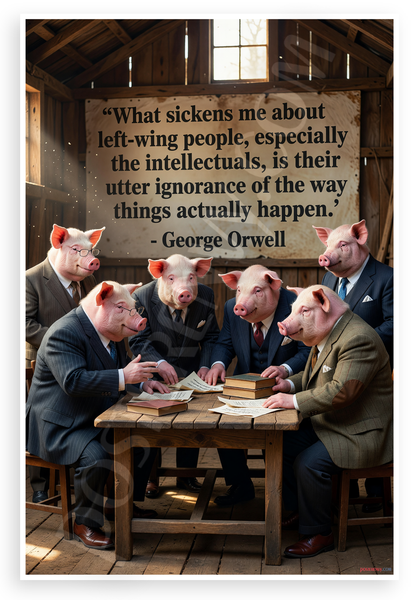 George Orwell 'What Sickens Me About Left-Wing People' Animal Farm Satire 12x18 US Made Poster