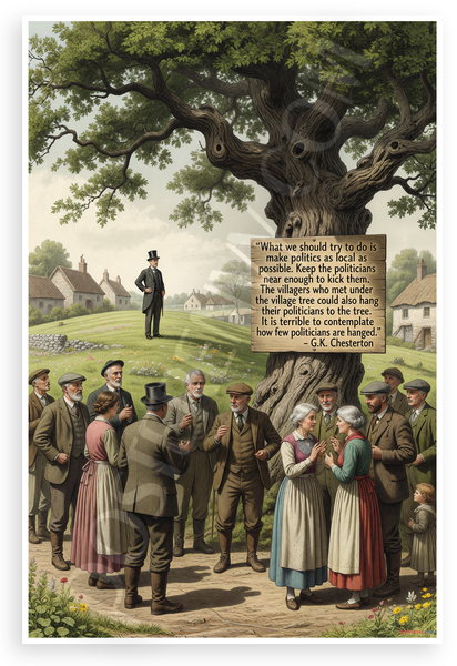 G.K. Chesterton 'Keep Politicians Near Enough to Kick Them' Satirical 12x18 US Made Poster