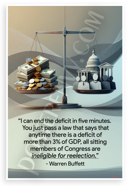 Warren Buffett Deficit Congress Quote Inspirational 12x18 US Made Poster