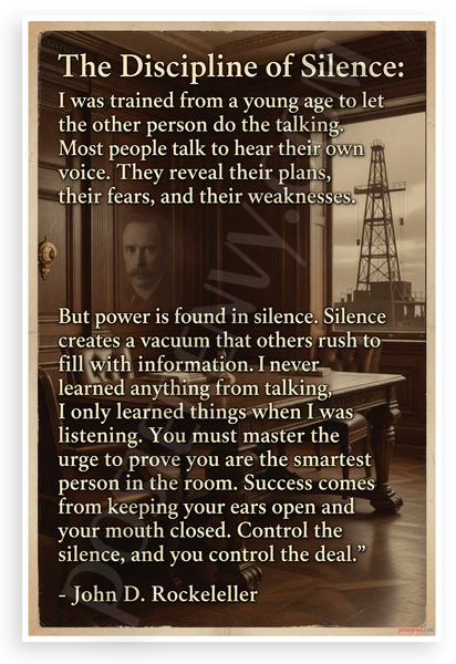 John D. Rockefeller "Discipline of Silence" Inspirational 12x18 US Made Poster