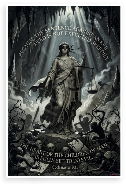 Ecclesiastes 8:11 'Heart Fully Set to Do Evil' Lady Justice Dark Art 12x18 US Made Poster