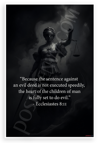 Ecclesiastes 8:11 'Sentence Against Evil Deed' Justice Inspirational 12x18 US Made Poster