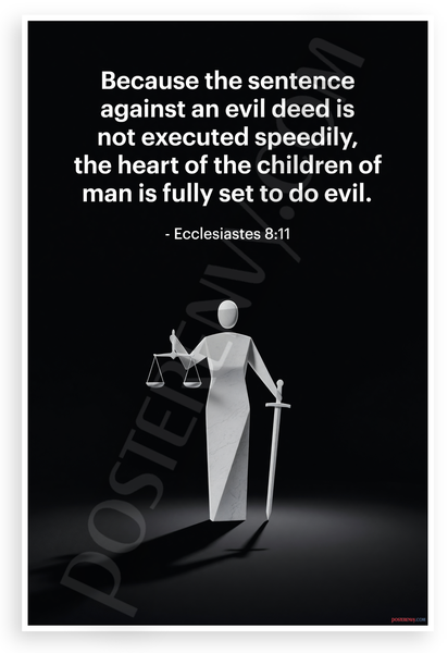 Ecclesiastes 8:11 'Sentence Against Evil Deed' Justice Inspirational 12x18 US Made Poster