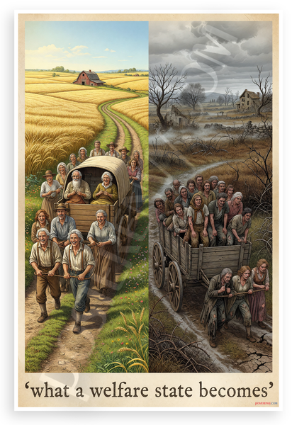"What a Welfare State Becomes" Contrast Scene 12x18 US Made Poster