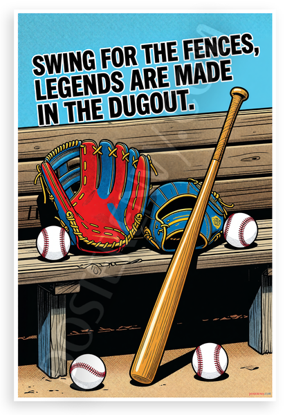 Swing for the Fences Legends Dugout Quote Motivational 12x18 US Made Poster