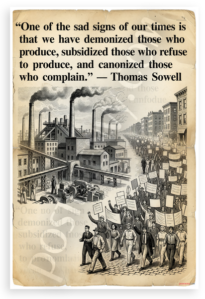 Thomas Sowell 'One of the Sad Signs of Our Times' Quote Vintage 12x18 US Made Poster