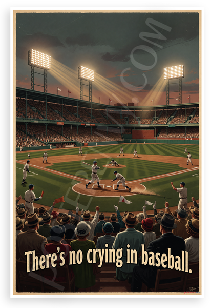 "There's No Crying in Baseball" Vintage Stadium Motivational 12x18 US Made Poster