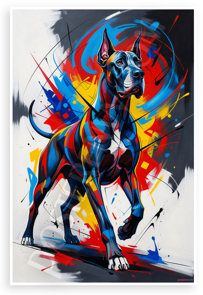 Abstract Great Dane Bold Colors Dynamic Modern Art 12x18 US Made Poster