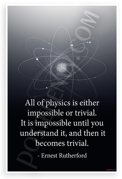 Ernest Rutherford "All of Physics Is Either Impossible or Trivial" Inspirational 12x18 US Made Poster