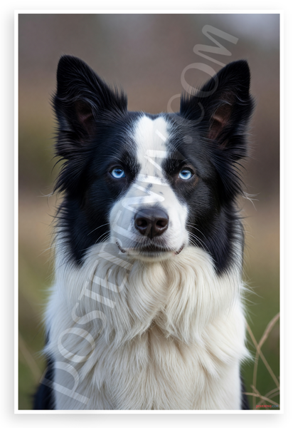 Border Collie Portrait Intelligent Blue Eyes Wildlife 12x18 US Made Poster