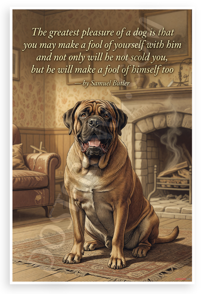 Samuel Butler "Greatest Pleasure of a Dog" Mastiff Inspirational 12x18 US Made Poster