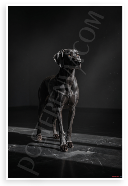 Elegant Weimaraner Dog Portrait Black and White 12x18 US Made Poster