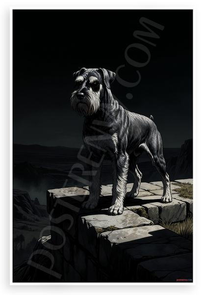 Giant Schnauzer Guardian Dramatic Illustration 12x18 US Made Poster