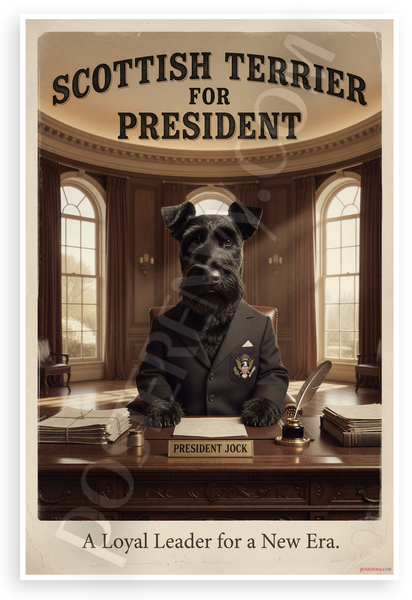 Scottish Terrier for President Fala Vintage Dog 12x18 US Made Poster