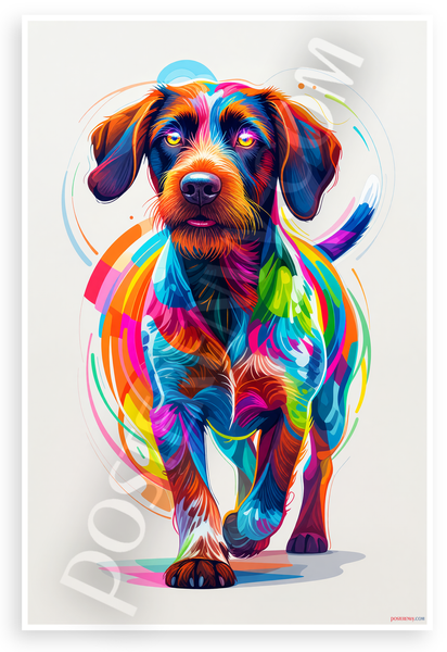 German Wirehaired Pointer Vibrant Abstract Art 12x18 US Made Poster
