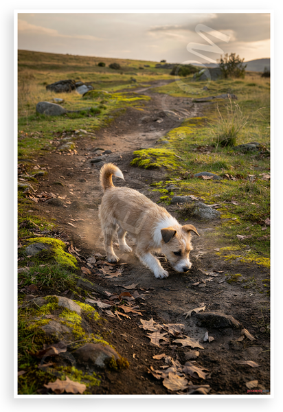 Russell Terrier Exploring Trail Nature Adventure 12x18 US Made Poster