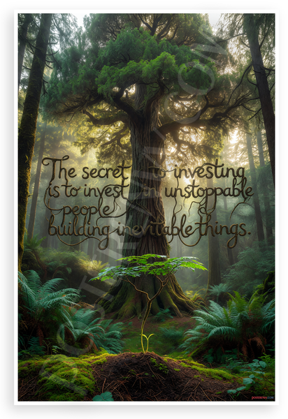 "The Secret to Investing is to Invest in Unstoppable People Building Inevitable Things" Motivational 12x18 US Made Poster