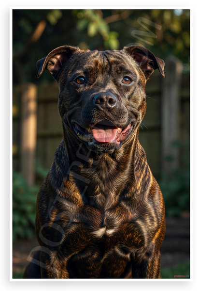 Staffordshire Bull Terrier Muscular Portrait Powerful Affectionate 12x18 US Made Poster