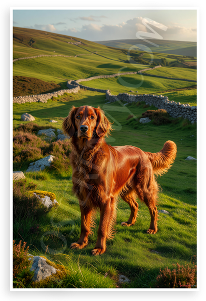 Majestic Irish Setter Dog Irish Countryside Landscape 12x18 US Made Poster