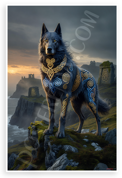 Mythical Celtic Wolfhound Irish Mythology Fantasy 12x18 US Made Poster