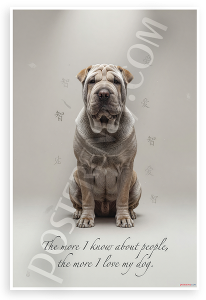 "The more I know about people, the more I love my dog" Chinese Shar-Pei 12x18 US Made Poster