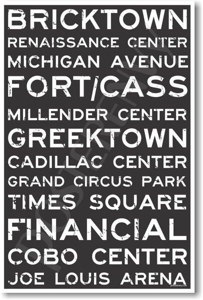 Detroit Signs - NEW World Travel Poster