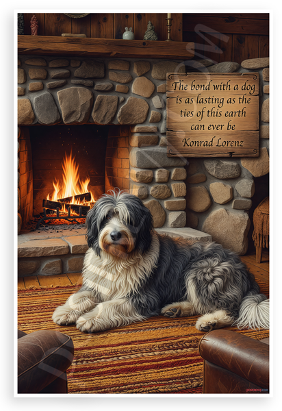 Konrad Lorenz "The Bond with a Dog is as Lasting as the Ties of this Earth" Old English Sheepdog 12x18 US Made Poster
