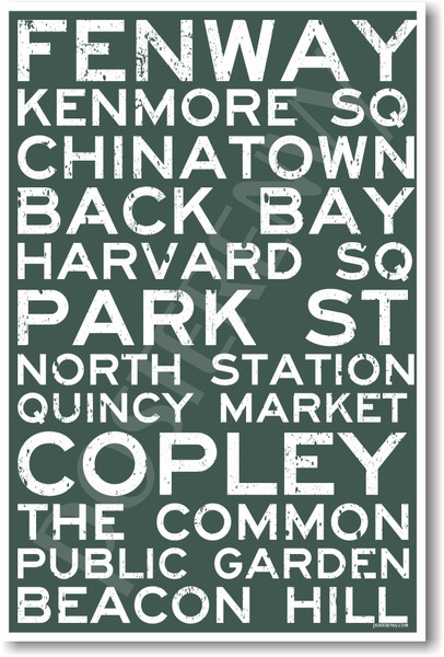 Boston Signs - NEW World Travel Poster