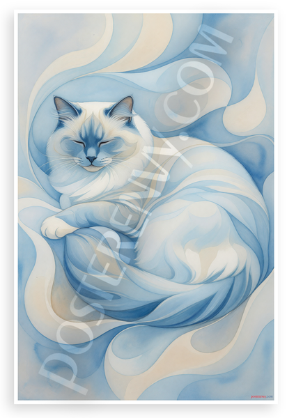 Ragdoll Cat Abstract Relaxation Modern Art 12x18 US Made Poster
