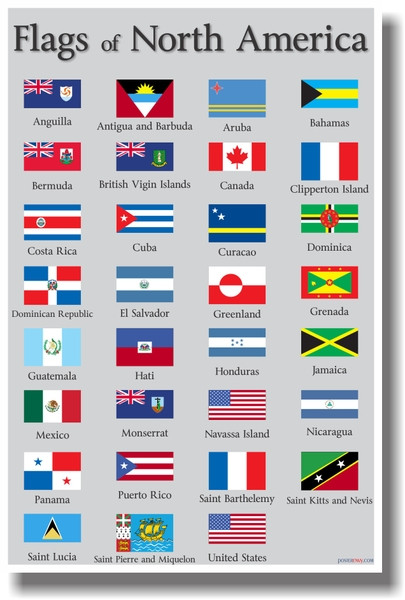 Flags of North America - NEW World Travel Poster