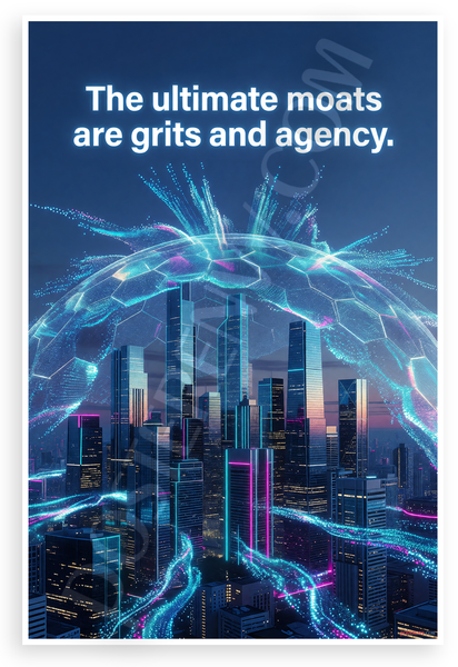 "The Ultimate Moats are Grits and Agency" Futuristic City Skyline 12x18 US Made Poster