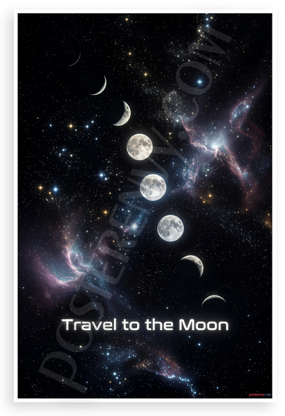 Travel to the Moon Moon Phases Cosmic Space 12x18 US Made Poster