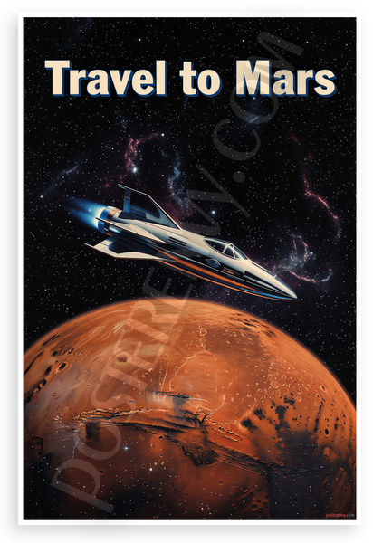 Travel to Mars Futuristic Spaceship Vintage Sci-Fi 12x18 US Made Poster