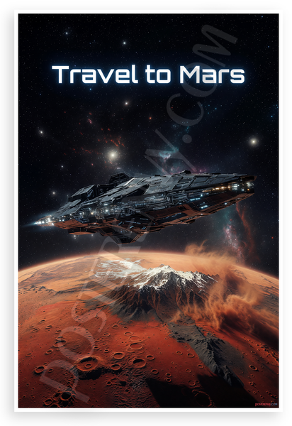 Travel to Mars Futuristic Spaceship Sci-Fi 12x18 US Made Poster