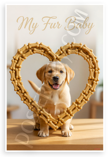 My Fur Baby Labrador Retriever Dog Bone Heart 12x18 US Made Poster